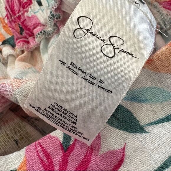 Jessica Simpson Tropical Floral Linen Flowy Wide Leg Pants - Picture 11 of 16